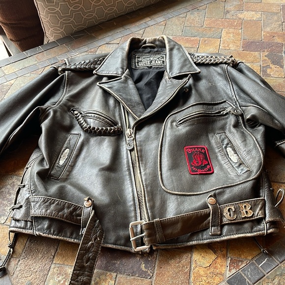 ORIGINAL VINTAGE EDITION GUESS JEANS MOTORCYCLE JACKET BY GEORGES MARCIANO 1985 - Picture 10 of 16